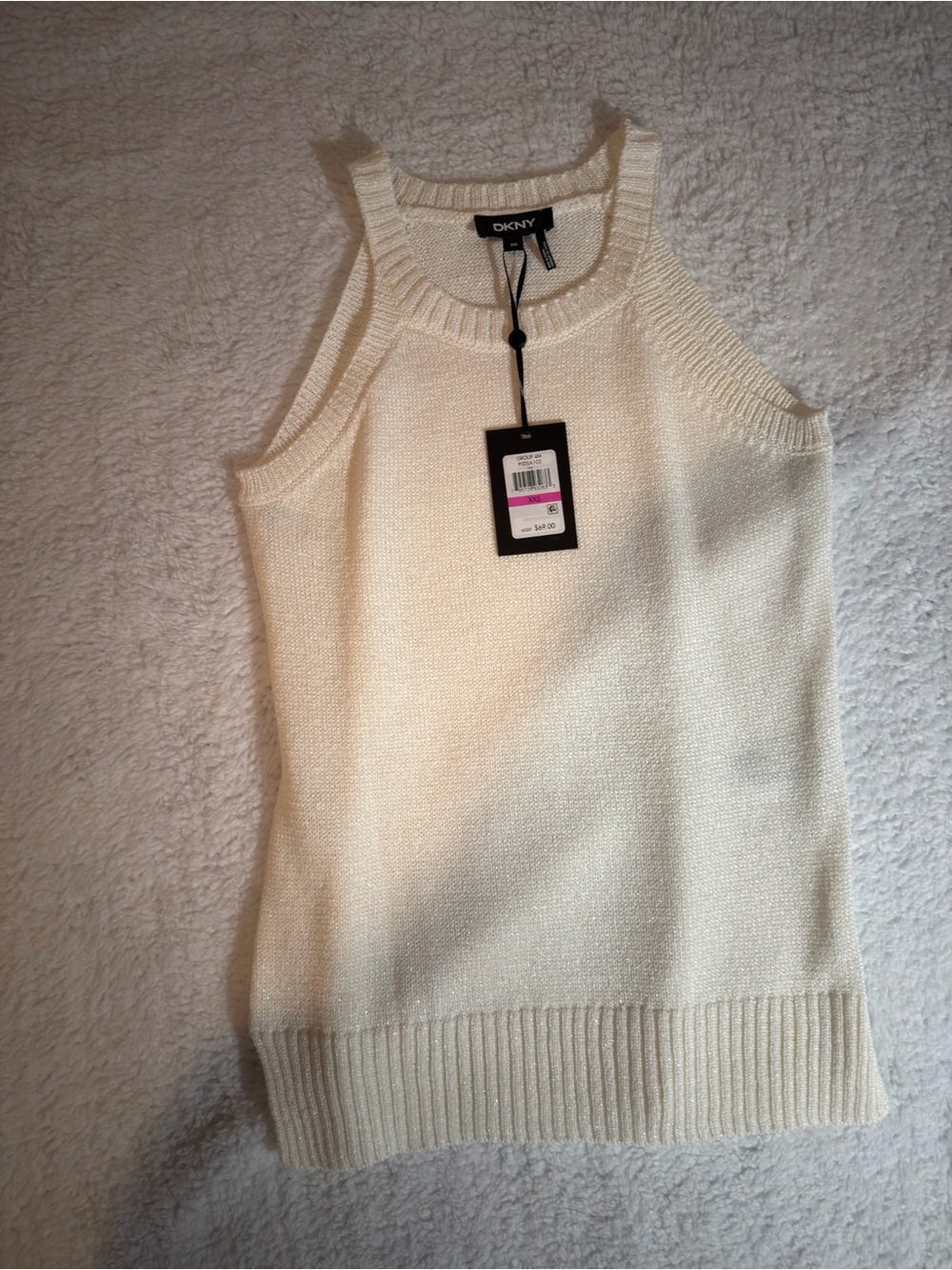 DKNY Cream Knit Sleeveless Pullover Tank